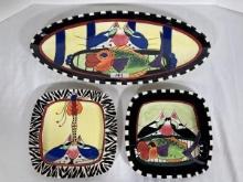 Lynda Corneille Whimsical Cat Plates and Platter