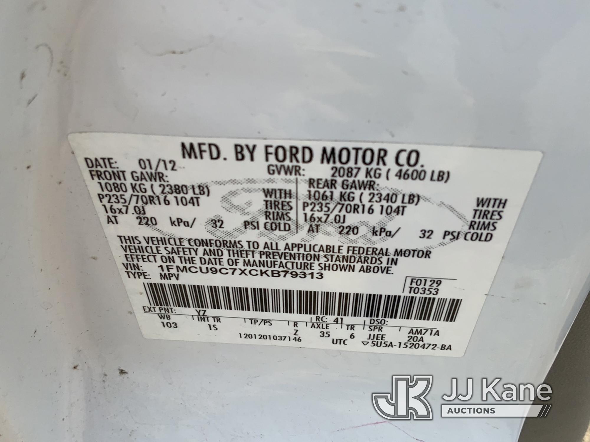 (South Beloit, IL) 2012 Ford Escape 4x4 4-Door Sport Utility Vehicle Runs & Moves) (Rust Damage