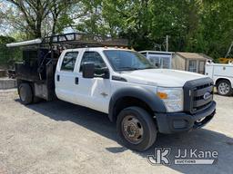 (Plymouth Meeting, PA) 2016 Ford F550 4x4 Crew-Cab Flatbed Truck Runs & Moves, Abs Light On, Battery