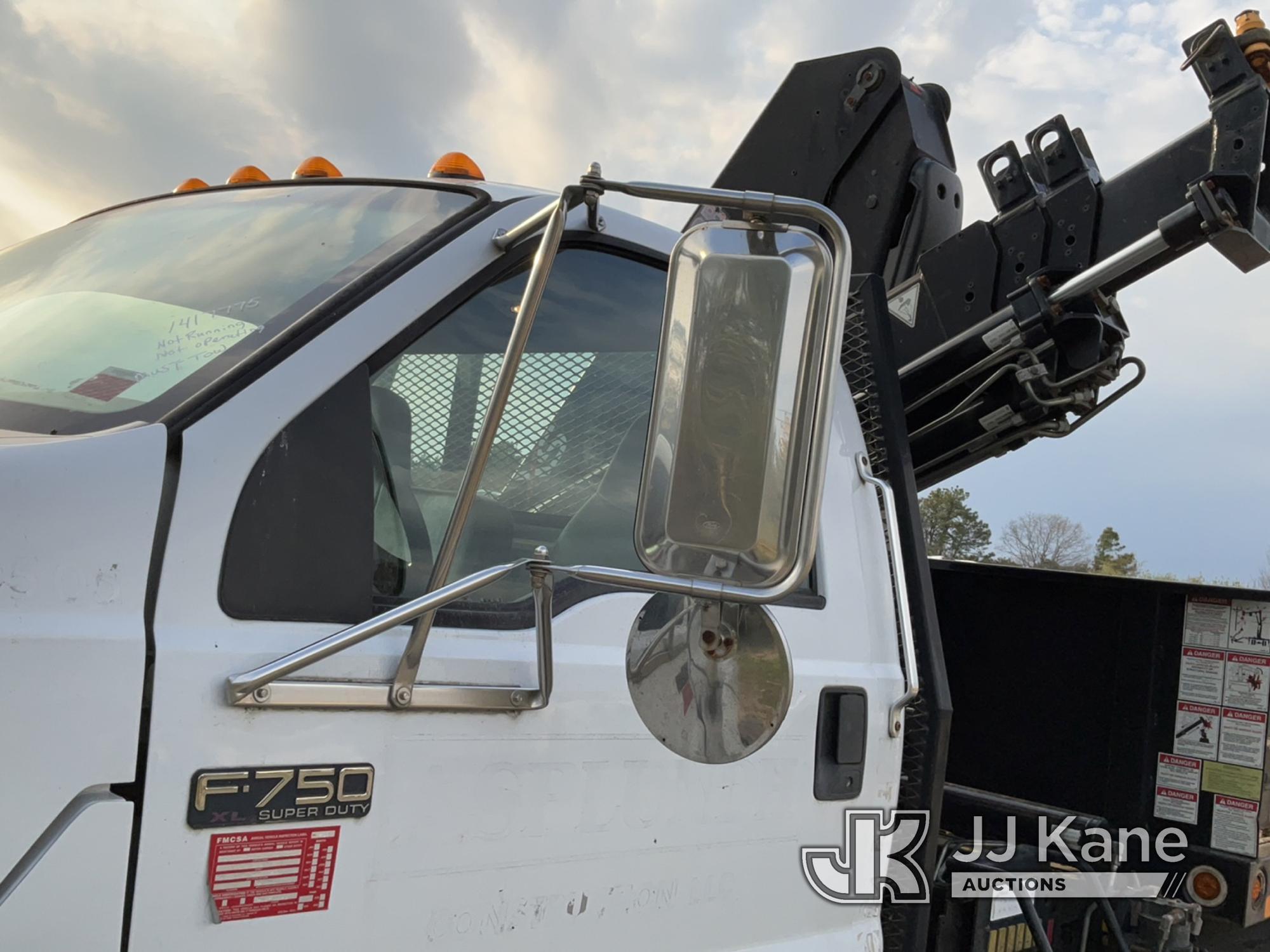 (Bellport, NY) HIAB 111-B-3CLX, Knuckleboom Crane mounted behind cab on 2011 Ford F750 Flatbed Truck