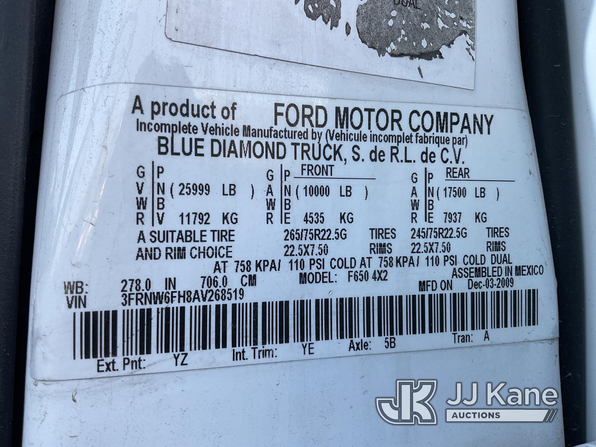 (Jurupa Valley, CA) 2010 Ford F650 Van Body Truck Runs & Moves, Must Be Registered Out Of State Due