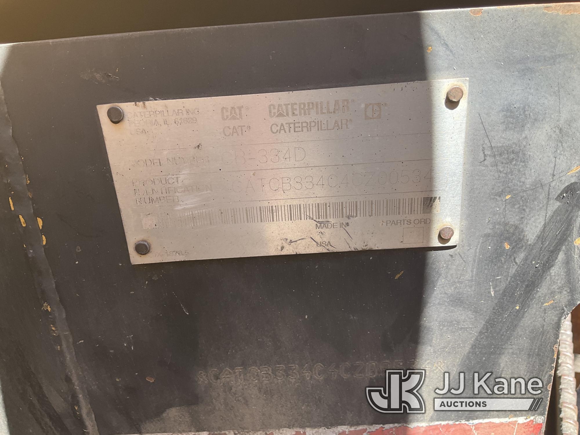 (Jurupa Valley, CA) 2001 CAT CB334D Vibratory Roller Not Running, Has Torn Seat