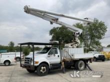 Altec LR760-E70, Over-Center Elevator Bucket Truck rear mounted on 2012 Ford F750 Flatbed Truck Runs