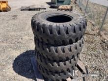 (4) Michelin 335/80 R18 XZSL Loader Tires (Used - Two Tires Studded) NOTE: This unit is being sold A