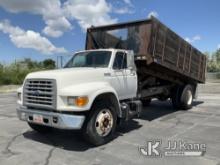 (Salt Lake City, UT) 1995 Ford F700 Flatbed/Dump Truck Runs, Moves & Operates) (Hole In Roof