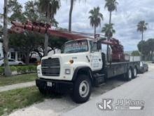 Skyhook 115 HD, Telescopic Sign Crane rear mounted on 1995 Ford LT8000 Flatbed Truck Runs & Moves) (