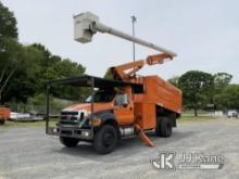 (Shelby, NC) Altec LR756, Over-Center Bucket Truck mounted behind cab on 2013 Ford F750 Chipper Dump