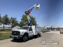Altec AT37G, Articulating & Telescopic Bucket mounted behind cab on 2011 Ford F550 4x4 Dual Wheel Se