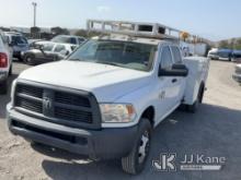 2012 Dodge RAM 3500 Service Truck, 1 TON 4X4 CREW CAB W/UTILITY Runs & Moves, Drive Cycle Not Cleari