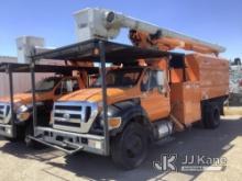 Altec LRV55, Over-Center Bucket Truck mounted behind cab on 2011 Ford F750 Chipper Dump Truck Runs) 
