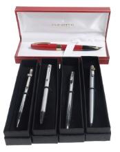 5 Sheaffer Pens & Pencil, All White Dot, Red Triumph W/gold Plate Inlaid V