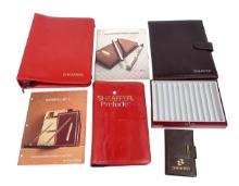 5 Sheaffer Salesman's Folios & Display, A Large Red Case For 43 Pens, A Red