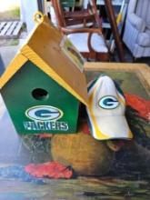 Green Bay Packers bird house and hat.