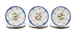 Herend Rothschild Bird Blue Dinner Plates