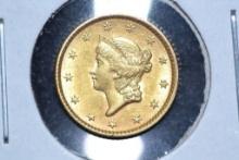 1852 U.S. One Dollar Gold Piece; Type 1; MS-62/63