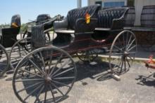 Black Two Bench Seated Wagon, Good Shape, Good Wheels, Black With Red Pin Stripe