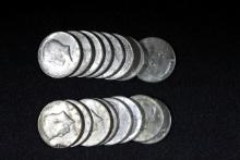 16 - Kennedy 40% Silver Half Dollars; 16xBid