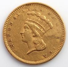 1856 $1 INDIAN PRINCESS HEAD GOLD COIN