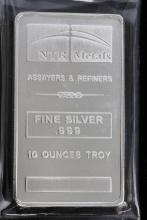 NTR METALS 10 OZ .999 FINE SILVER BULLION BAR