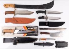 7 VINTAGE LARGE CLEAVER KNIFE & 1 MACHETE LOT