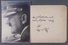 WWII ADOLF HITLER SIGNED PAPER AND POSTCARD
