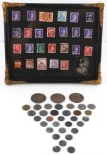 LOT 30 WWII IMPERIAL GERMAN COINS MEDALS & STAMPS