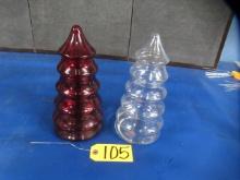 2 GLASS CANDY CONTAINERS  10 T