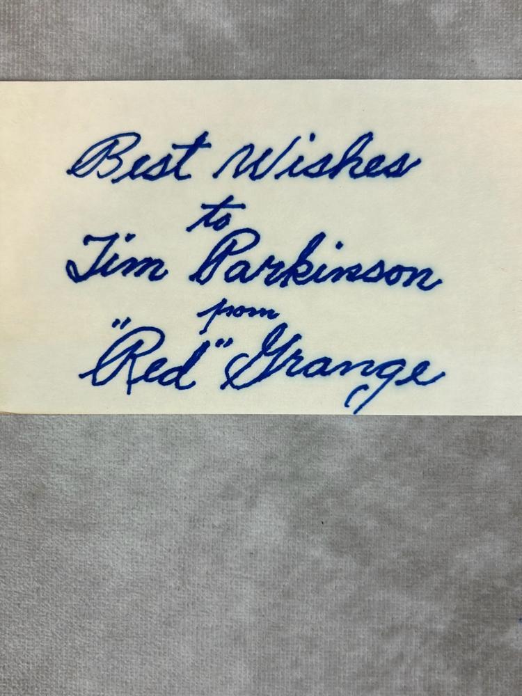Red Grange Signed 3 x 5 Index Card - JSA