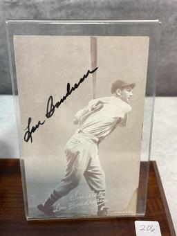 Lou Boudreau Signed AL Baseball and Exhibit Card - JSA