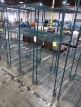 wire shelving units, epoxy coated, on casters