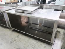 stainless table w/ cabinet under