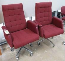 Burgundy Rolling Desk Chairs