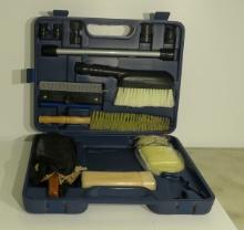 professional car detailing brush and cleaning kit in plastic case