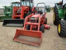 382A-4707 BX2200 KUBOTA 2 POST MFD W/LA211 KUBOTA LOADER W/RCK60B KUBOTA BELLY MOWER 1184 HOURS