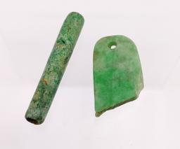 Pre-Columbian Mayan Imperial Jade Bead and Pendant