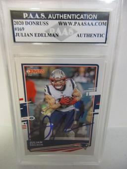 Julian Edelman of the New England Patriots signed autographed slabbed sportscard PAAS Holo 025