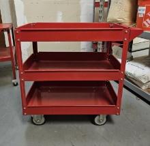 Red Metal Utility Cart w. Casters