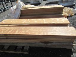 (8) 3' X 8' X 3/4'' SHEETS OF PLYWOOD, APPROX (20) 3' X 8' X 1/2'' SHELVING BOARDS, & ASSORTED 14''