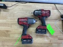 (2) MILWAUKEE M18 1/2" IMPACT WRENCHES W/BATTERIES