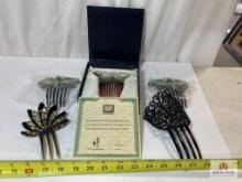 1997 "Titanic" Rose Butterfly Comb J.Peterman Replica COA + other hair combs