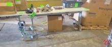 Metal Frame Wood Table W/ Casters & Power Supply