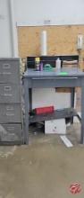 Metal Shipping Desk w/4drawer File Cabinet