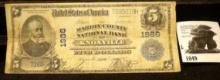 Series 1902 $5 The Marion County National Bank of Knoxville Iowa, Large Size, Plain back, Charter #