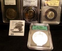 1973 S Eisenhower Dollar PCGS PROOF 69 DCAM; 1976 S Proof Eisenhower Dollar; BU Bicentennial Silver