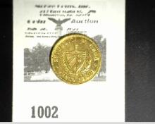 1916 Cuba Gold Five Peso, .900 fine Gold, KM#19