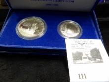 1986 S Proof Set - Statue of Liberty half-dollar and Dollar, original as issued.