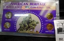 American Heritage World War II Coin Collection. Shell Case Cents, Steel Cent, & Silver War Nickel.