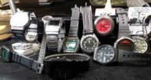 (11) different Wristwatches, all need new batteries. An interesting selection.