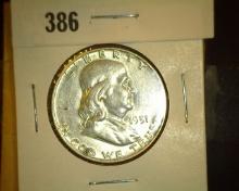 1951 D Franklin Half Dollar, Almost Uncirculated.