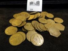 Large group of IOWANA Davenport, Iowa Dairy Tokens for One Quart of Milk. Some round and others hexa